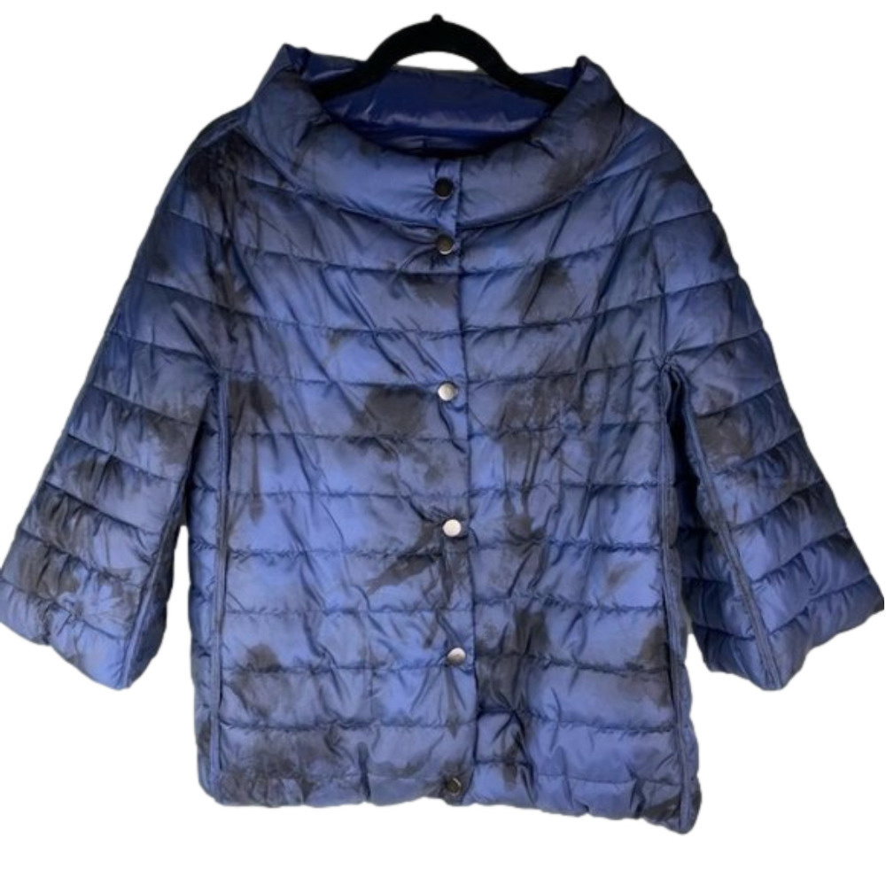 Reversible Blue Boatneck Puffer Coat size Large